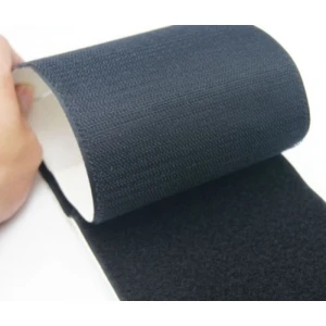 Bandă Velcro adezivă 80mm neagră cu adeziv pe spate - 1 metru (arici și buclă)