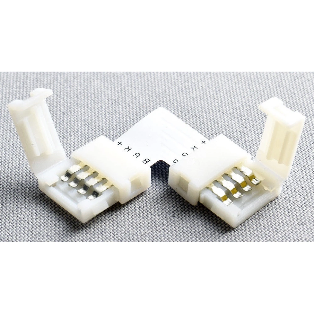 Conector LED în formă de L 4 pini 10mm 5050 RGB pentru benzi LED YourLed