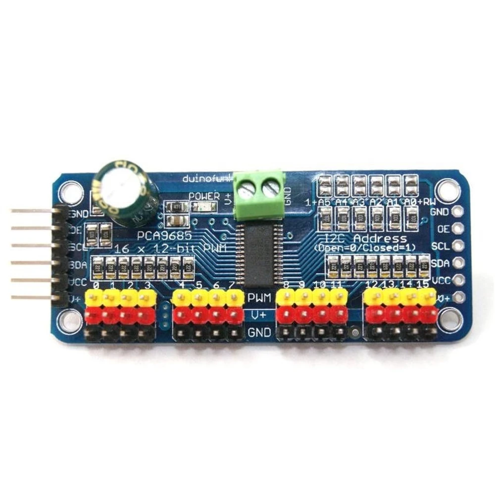 Controler servomotoare 16 canale PCA9685 12 biți PWM I2C compatibil Arduino