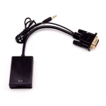 Conexiones de entrada VGA y audio 3,5 mm y salida HDMI del convertidor satkit