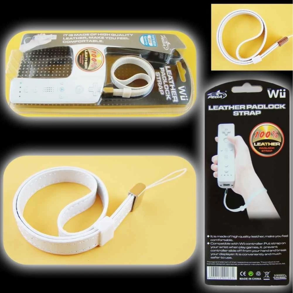Curea din piele albă pentru Wii Remote - accesoriu oficial satkit