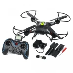 Vista frontal del drone JJRC H8C con luces LED y cámara integrada