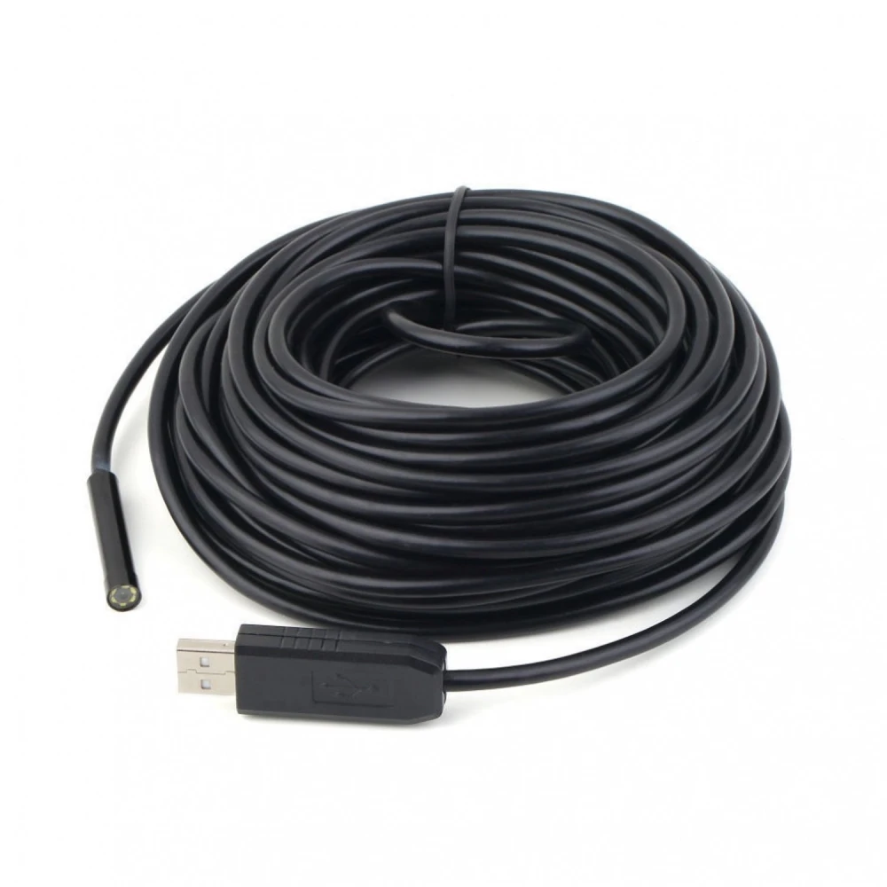 Endoscop USB 10 metri flexibil cu lentilă 7mm și lumină LED submersibil