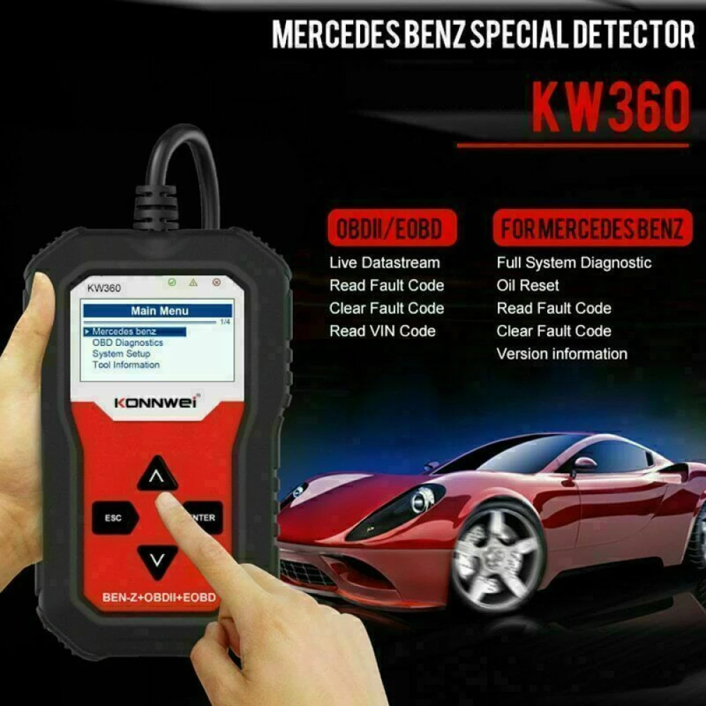 Scanner de diagnoză Mercedes Benz Konnwei KW360 12V sistem complet