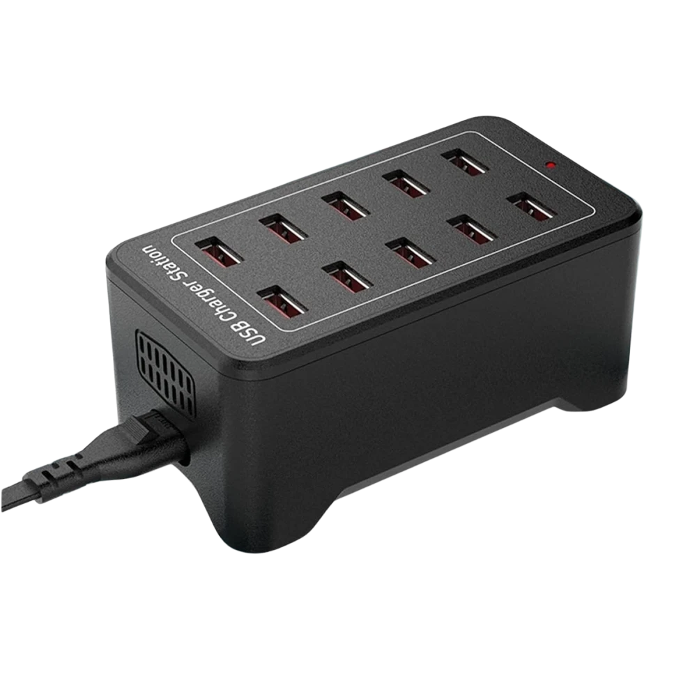 Statie de incarcare USB 10 porturi cu IQ Charge - 50W 12A, 2.4A pe port