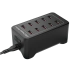 Statie de incarcare USB 10 porturi cu IQ Charge - 50W 12A, 2.4A pe port