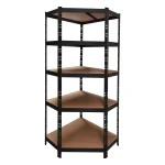 Raft metalic de colt negru 180x75x40 cm cu 5 polite reglabile