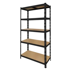 Raft metalic negru 180x90x40 cm cu 5 rafturi și montaj ușor