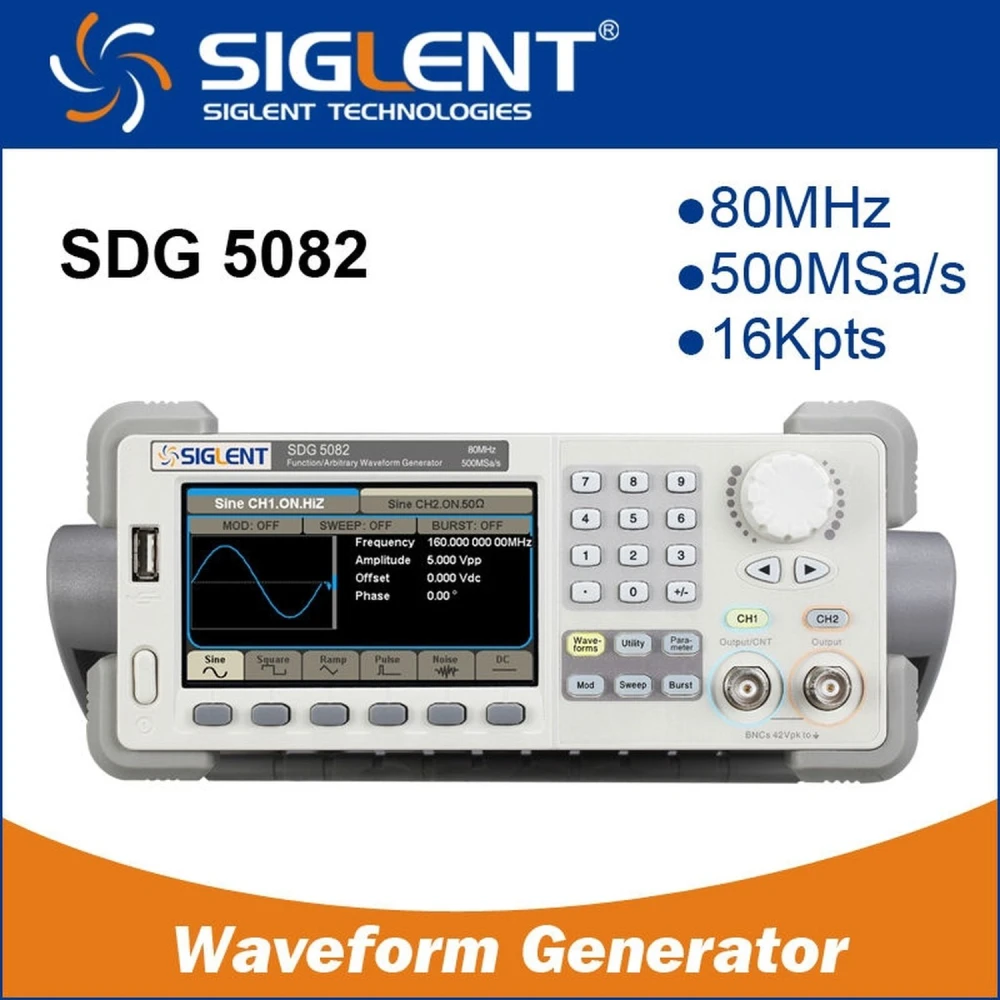 Generator de funcții arbitrare Siglent SDG5082 80MHz cu dublă ieșire