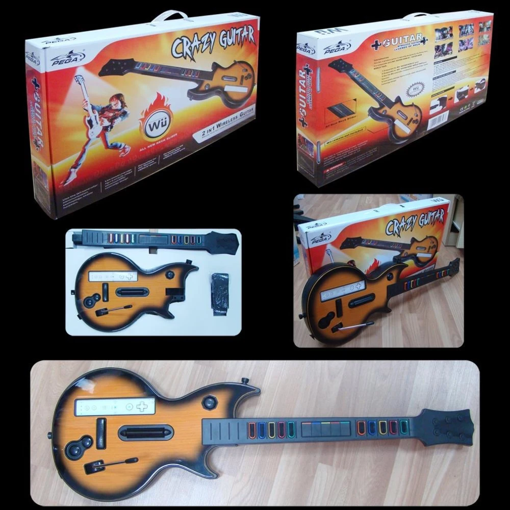 Chitară wireless Wii Crazy Guitar pentru jocuri muzicale compatibile