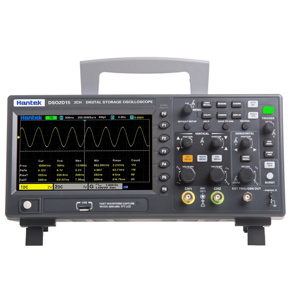 Hantek DSO2D15 Osciloscop Digital 2 Canale 150 MHz cu Generator de Funcții