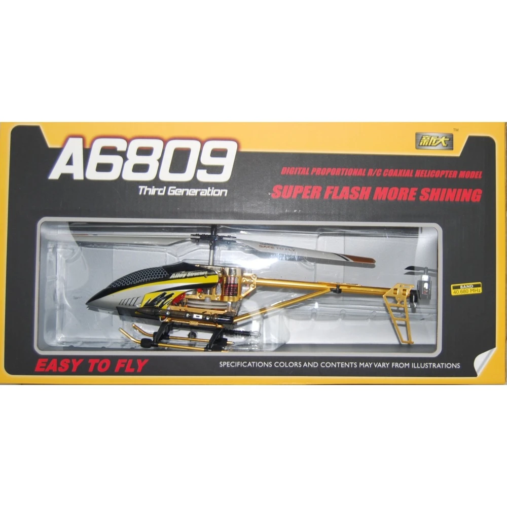 Vista frontal del Helicoptero Radio Control 6809 V2 color amarillo