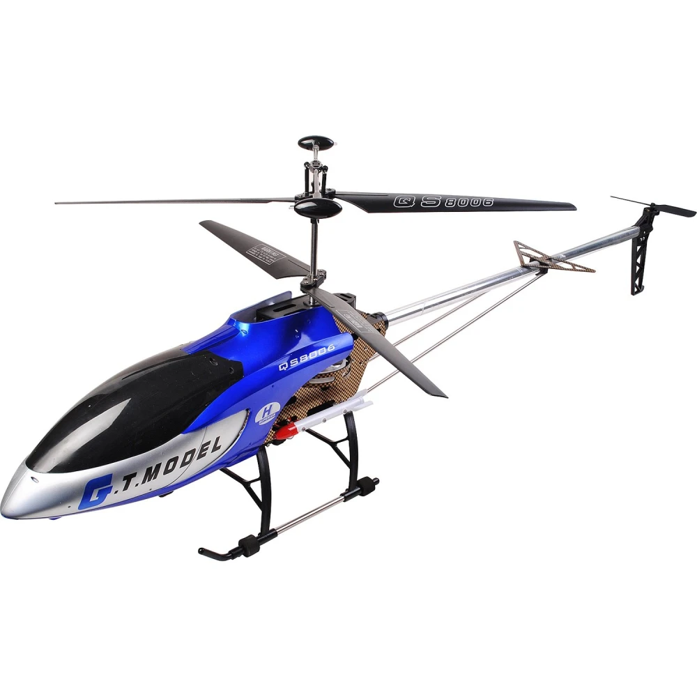 Detalle del giroscopio y estructura metálica del helicoptero rc gigante QS8006-2