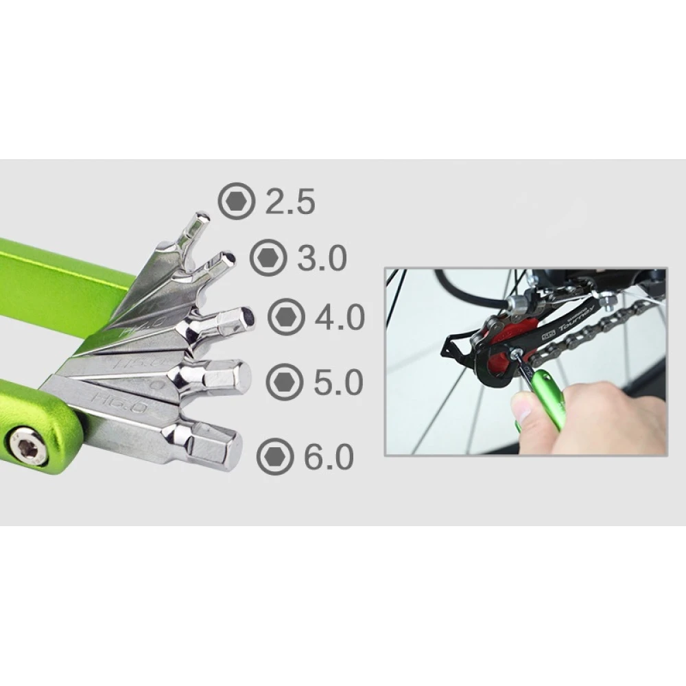 Juego de mantenimiento JM-PJ1001 con llaves hexagonales y destornilladores para bicicletas y motos