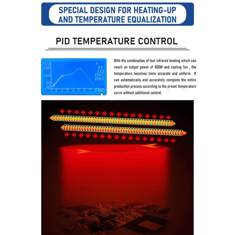 Cuptor reflow infraroșu T-962A Puhui V2.0 pentru SMD și BGA