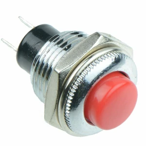 Buton momentary rotund roșu metal ON/OFF pentru proiecte electronice