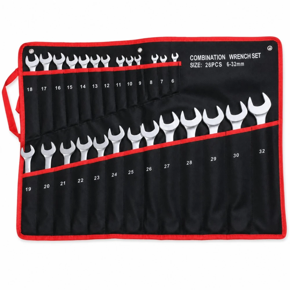 Set de 26 Chei Combinate Inel-Deschise 6-32mm Oțel Cr-V cu Valiză