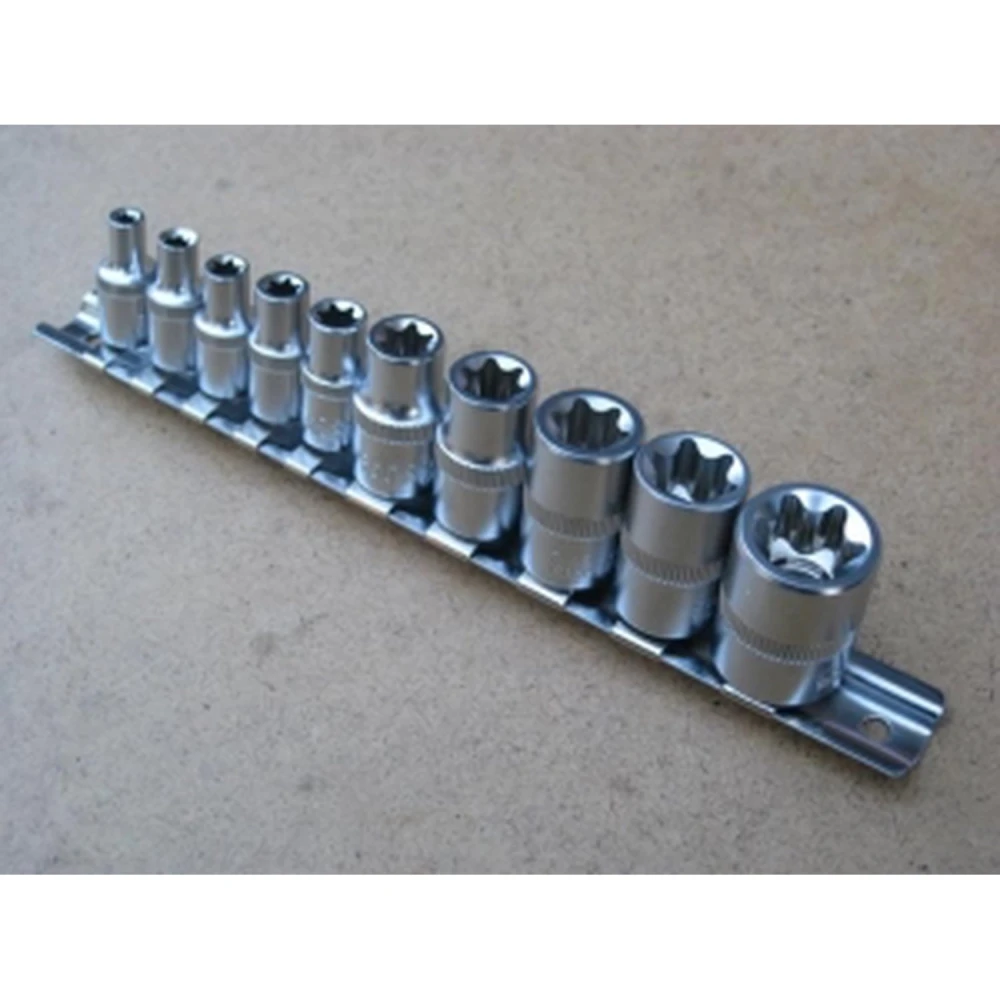 Set chei Torx femelă 1/4 - 10 piese TSX TOOL din oțel crom-vanadiu
