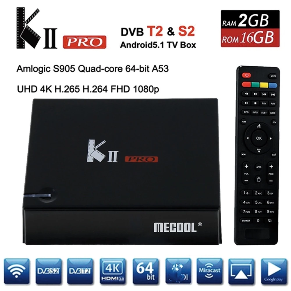 Kii Pro receptor TV Android cu dublu tuner DVB-S2 DVB-T2 4K