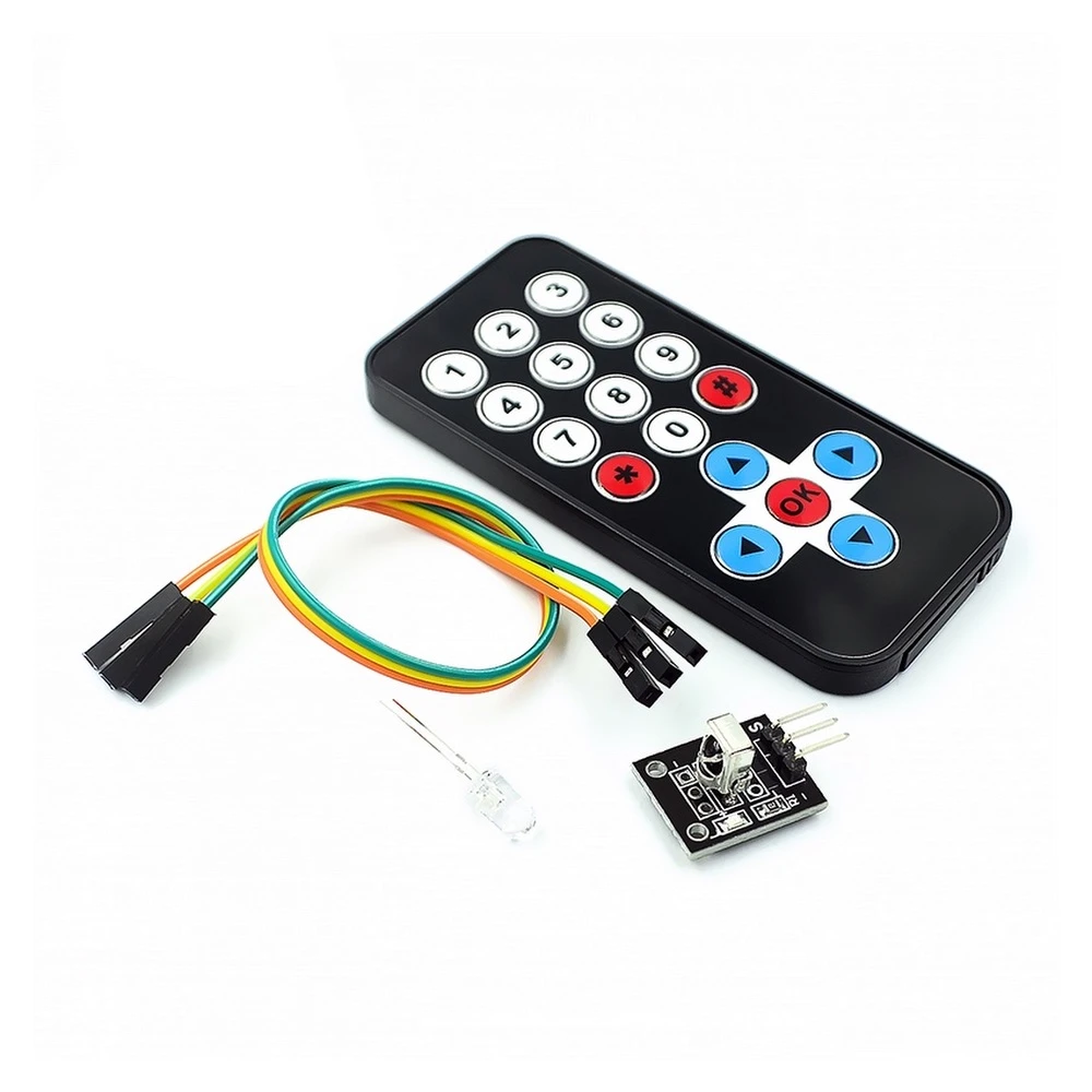 Kit telecomandă infraroșu pentru Arduino cu senzor IR 38kHz și telecomandă ultra-subțire