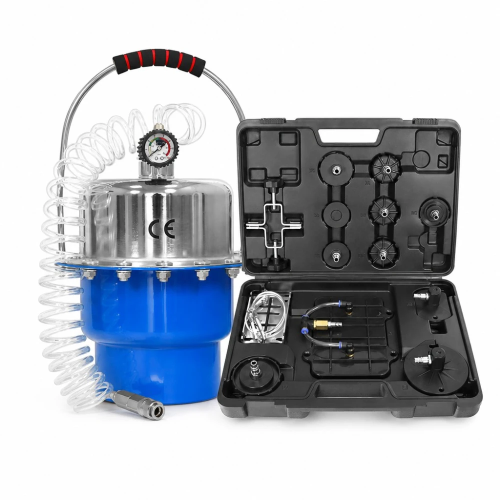 Kit Purgator Frâne și Ambreiaj Pneumatic cu Presiune 5L cu Manometru și Adaptoare
