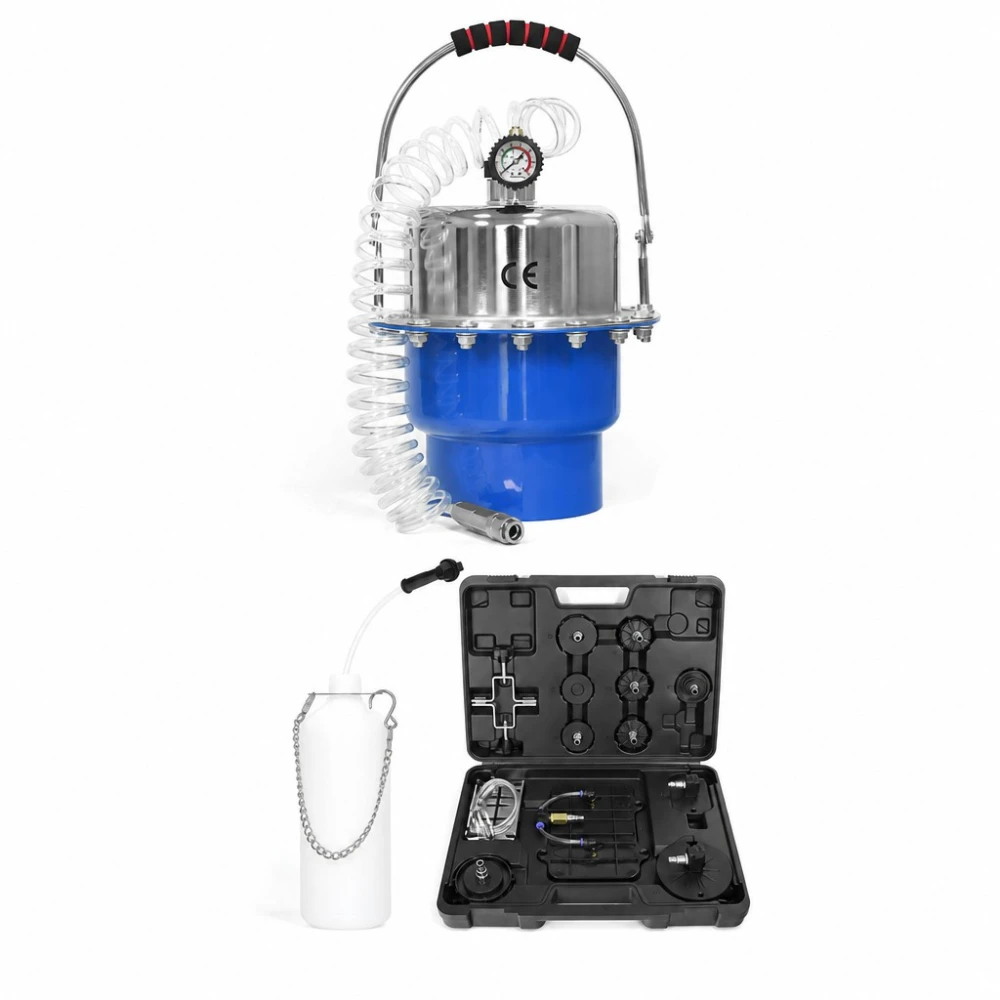 Kit Purgator Frâne și Ambreiaj Pneumatic cu Presiune 5L cu Manometru și Adaptoare