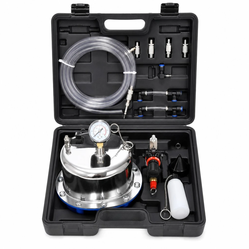 Kit Purgator Frâne și Ambreiaj Pneumatic cu Presiune 5L cu Manometru și Adaptoare