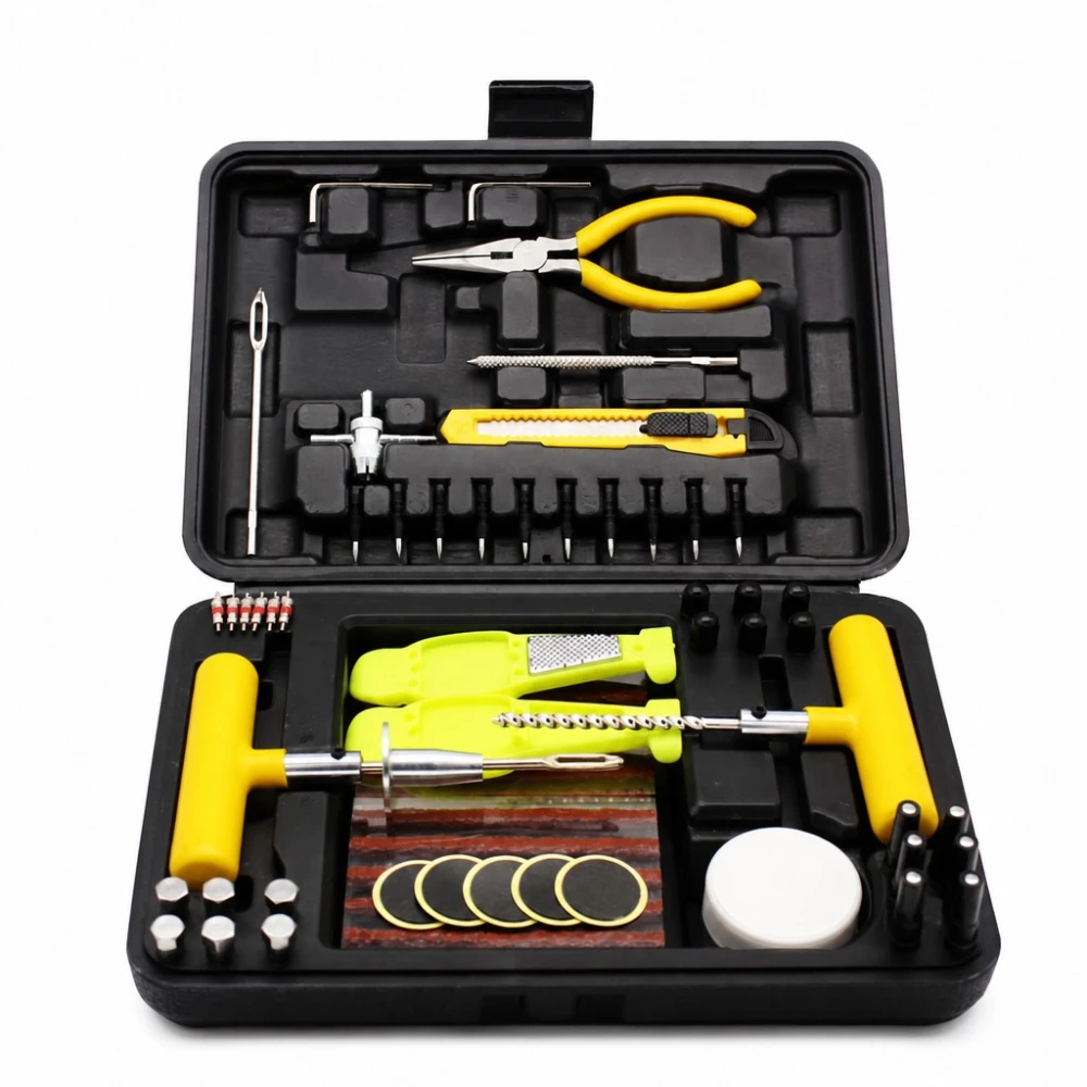 Kit Reparare Pneuri Înțepate 87 Piese Profesional Mașină SUV Camionetă