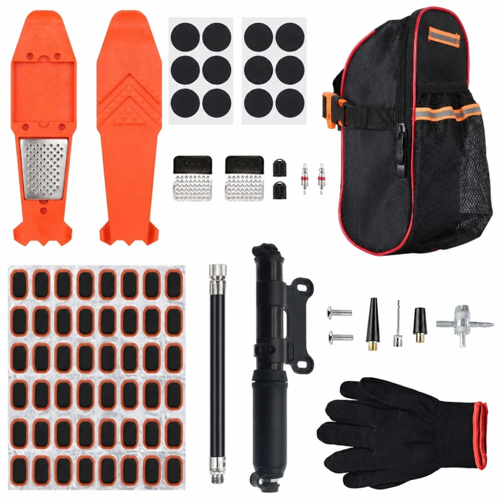 Kit Reparare Pană Anvelope Moto Bicicletă 81 Piese Fitiluri Perforator Tubeless