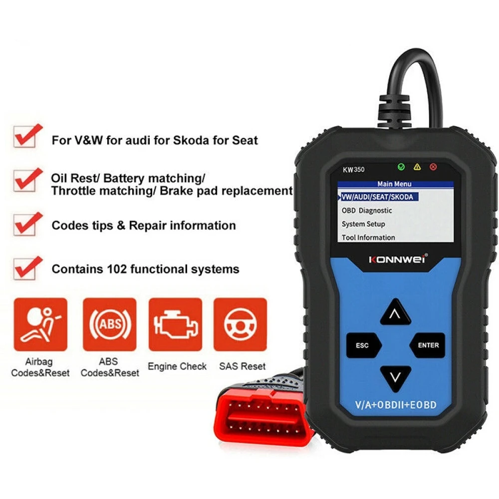 Konnwei KW350 tester diagnoză sistem complet pentru VW Audi Seat Skoda