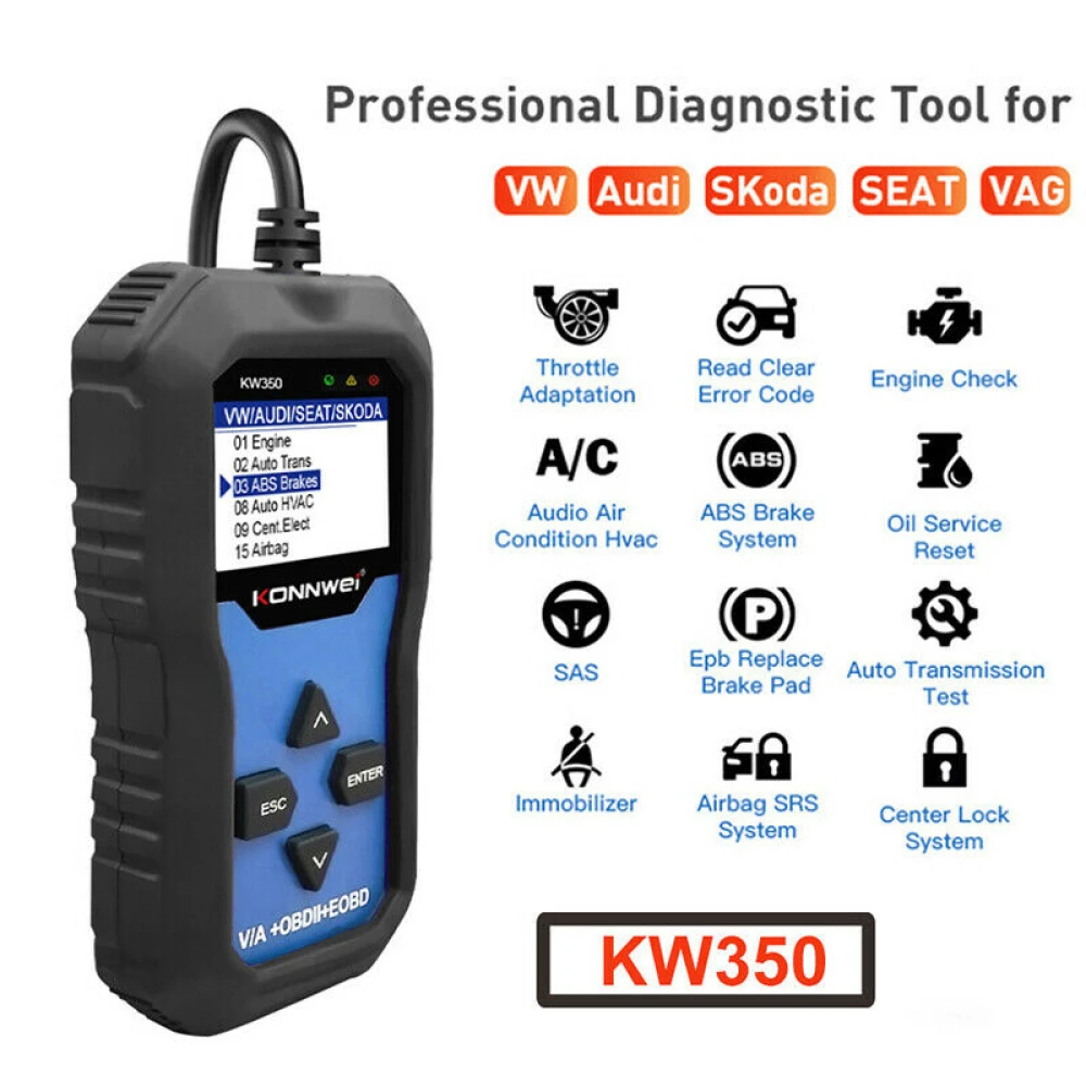 Konnwei KW350 tester diagnoză sistem complet pentru VW Audi Seat Skoda