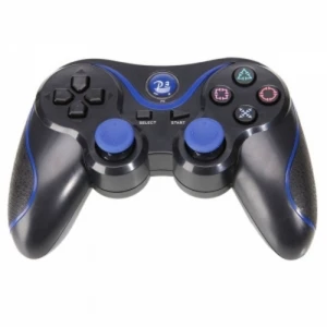 Controller compatibil DualShock 3 PS3 Bluetooth negru albastru Sixaxis