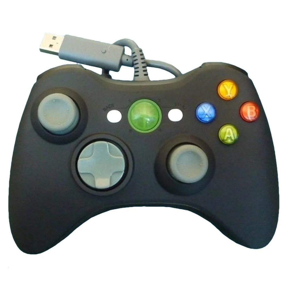 Controller cu fir Xbox 360 compatibil negru pentru confort și control maxim
