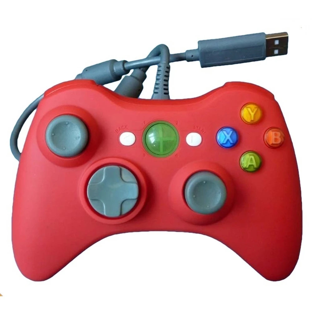 Controller cu fir Xbox 360 compatibil roșu pentru confort și control maxim