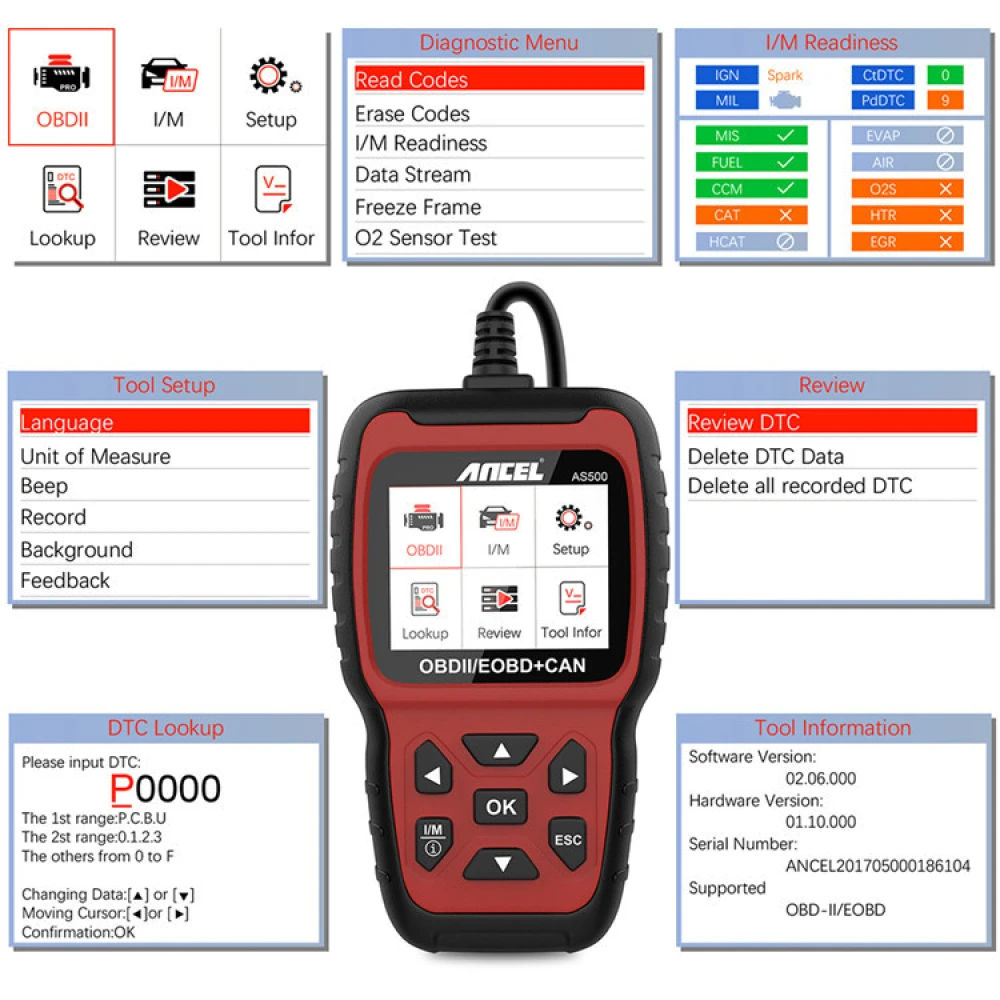 Tester de diagnoză auto Ancel AS500 OBD2 Scanner