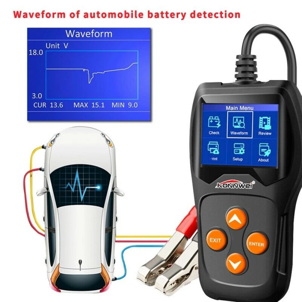 Tester baterie Konnwei KW600 12V pentru auto și moto