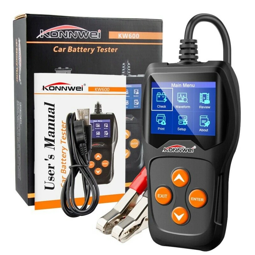Tester baterie Konnwei KW600 12V pentru auto și moto
