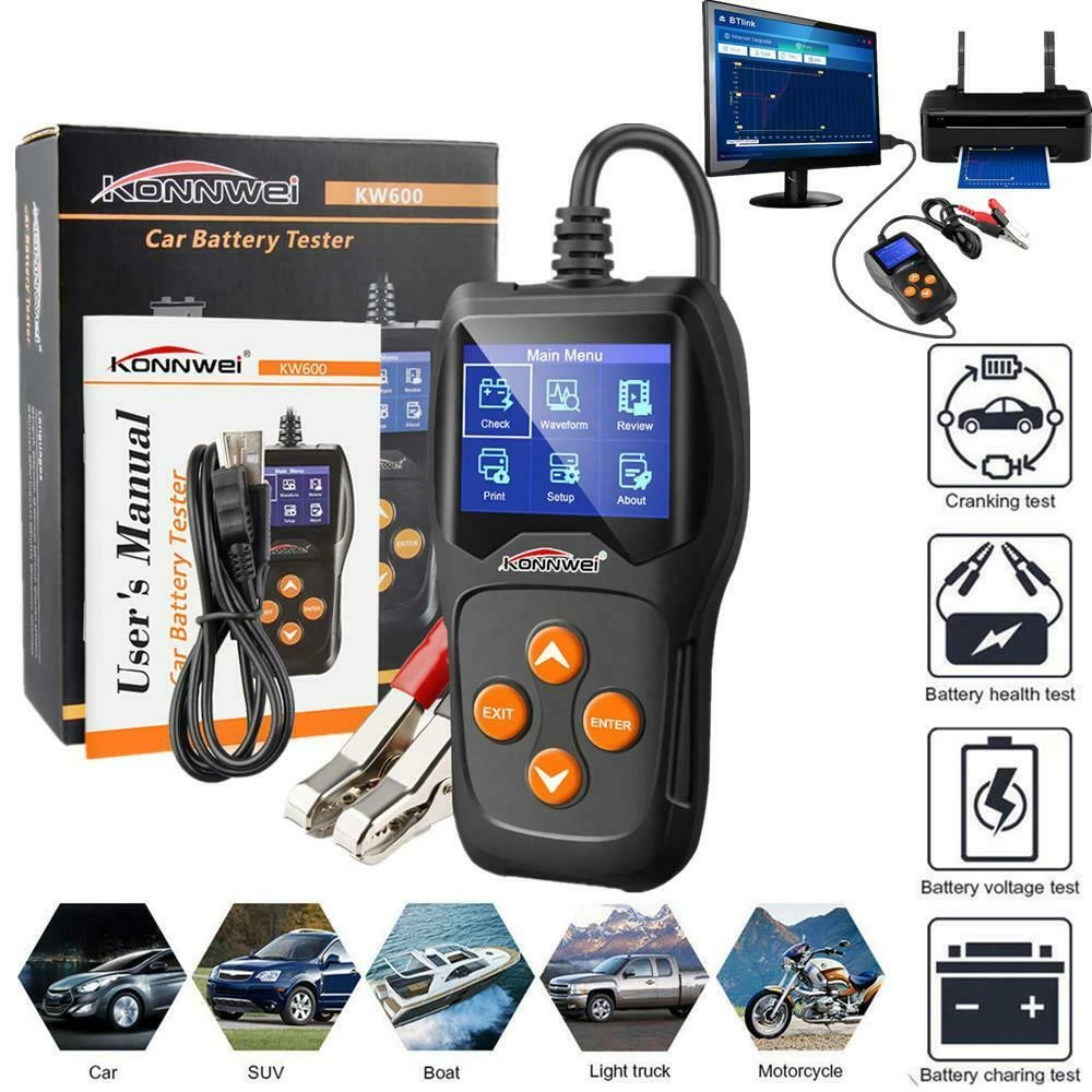 Tester baterie Konnwei KW600 12V pentru auto și moto