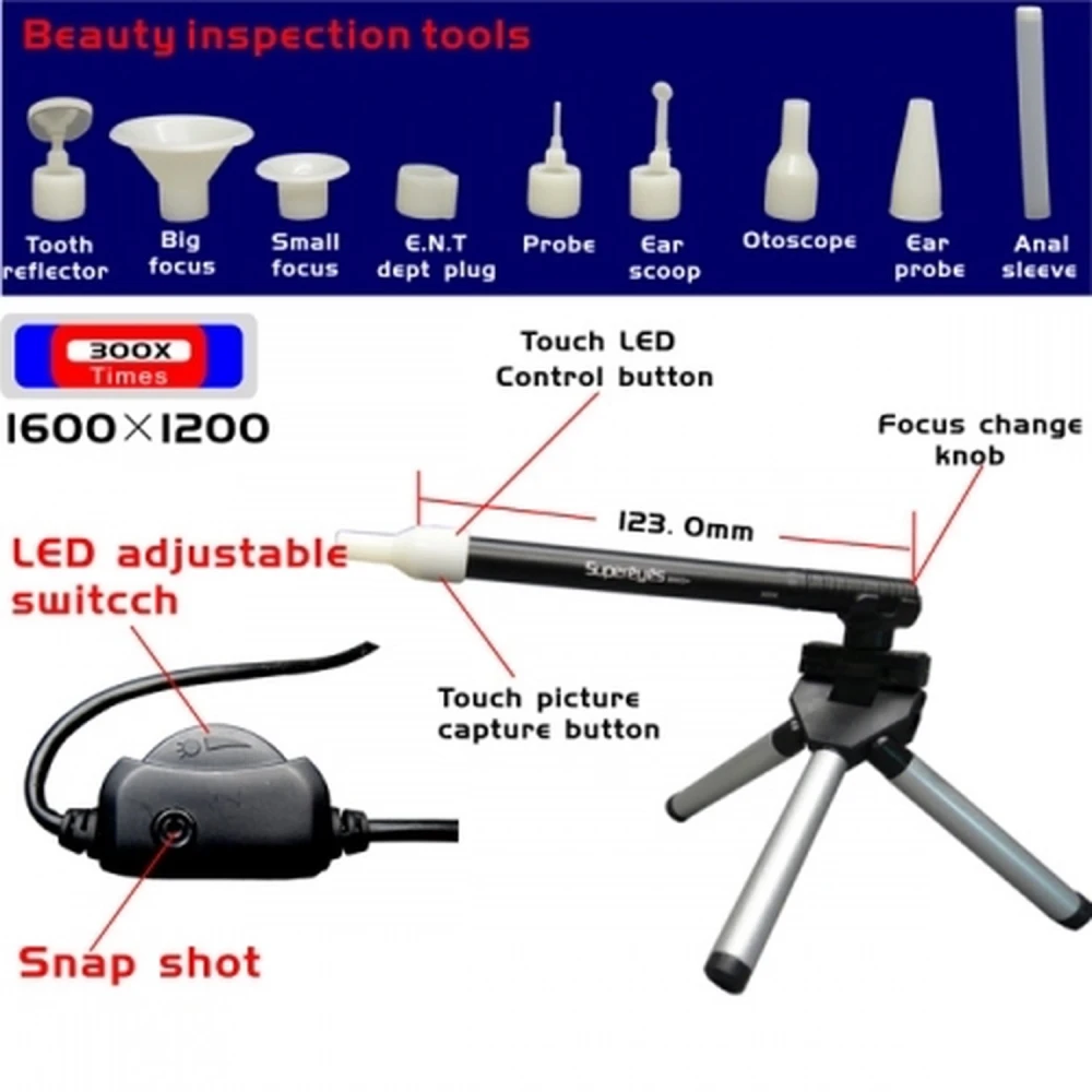 Microscop USB Supereyes B003+ 2 Megapixel HD 300X cu suport inclus