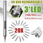 Mini șurubelniță electrică wireless USB reîncărcabilă 3 LED 22 în 1