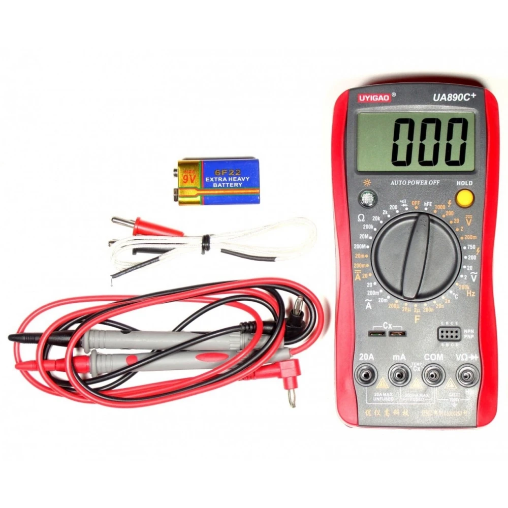 Multimetru digital Uyigao UA890C+ cu ecran LCD mare și protecție completă