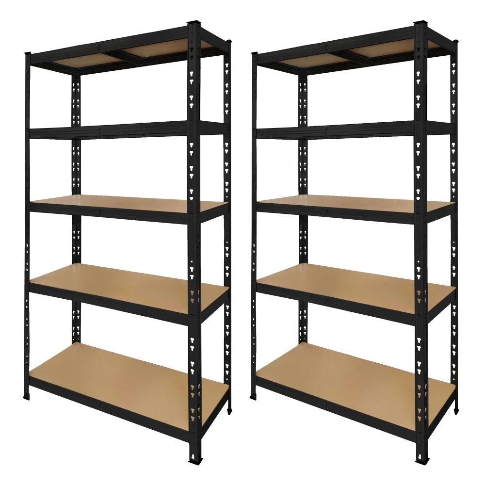 Pachet 2 rafturi metalice negre 180x90x40 cm cu 5 polițe