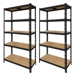 Pachet 2 rafturi metalice negre 180x90x40 cm cu 5 polițe
