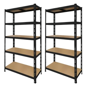 Pachet 2 rafturi metalice negre 180x90x40 cm cu 5 polițe