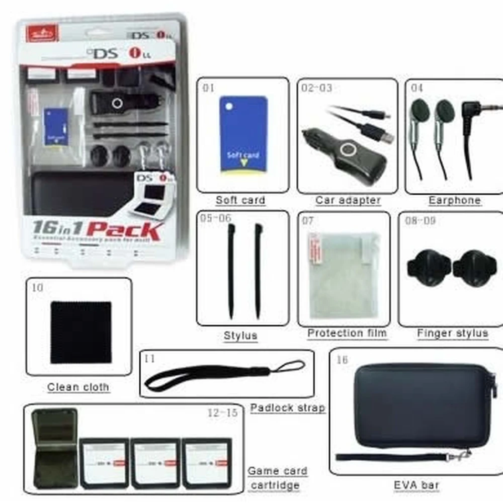 Pachet accesorii 16 în 1 Nintendo DSi XL - kit complet pentru consolă
