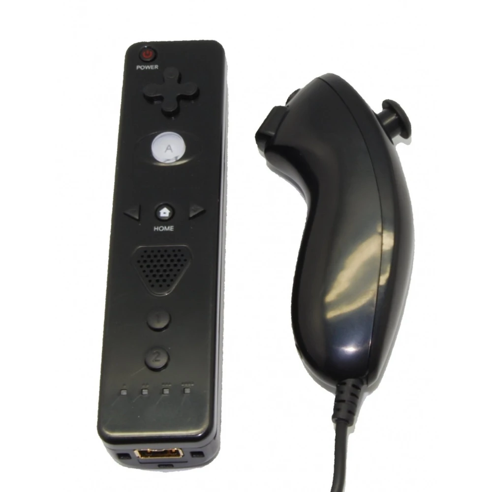 Pachet Wii Remote cu Motion Plus integrat și Nunchuck compatibil negru