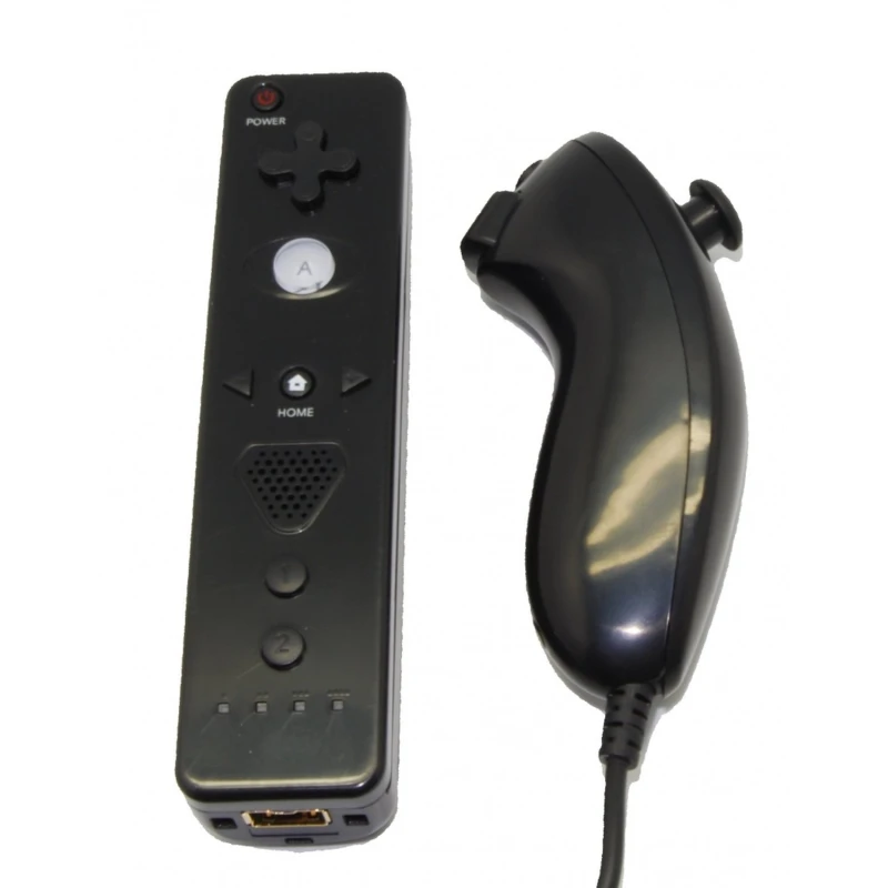Pachet Wii Remote cu Motion Plus integrat și Nunchuck compatibil negru