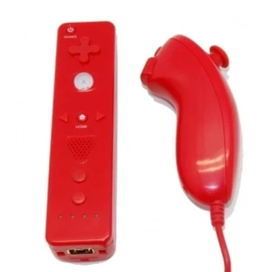 Pachet Wii Remote cu Wiimotion Plus și Nunchuck roșu compatibil pentru Wii