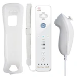 Pachet Wii Remote cu Wiimotionplus integrat + Nunchuck compatibil Wii alb