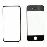 Ecran sticlă iPhone 4 negru cu ramă adezivă pentru reparații